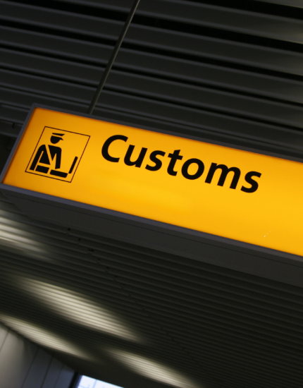 Customs declaration information at an Omani airport