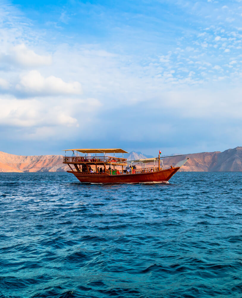 Dhow cruise along the coast south from Muscat